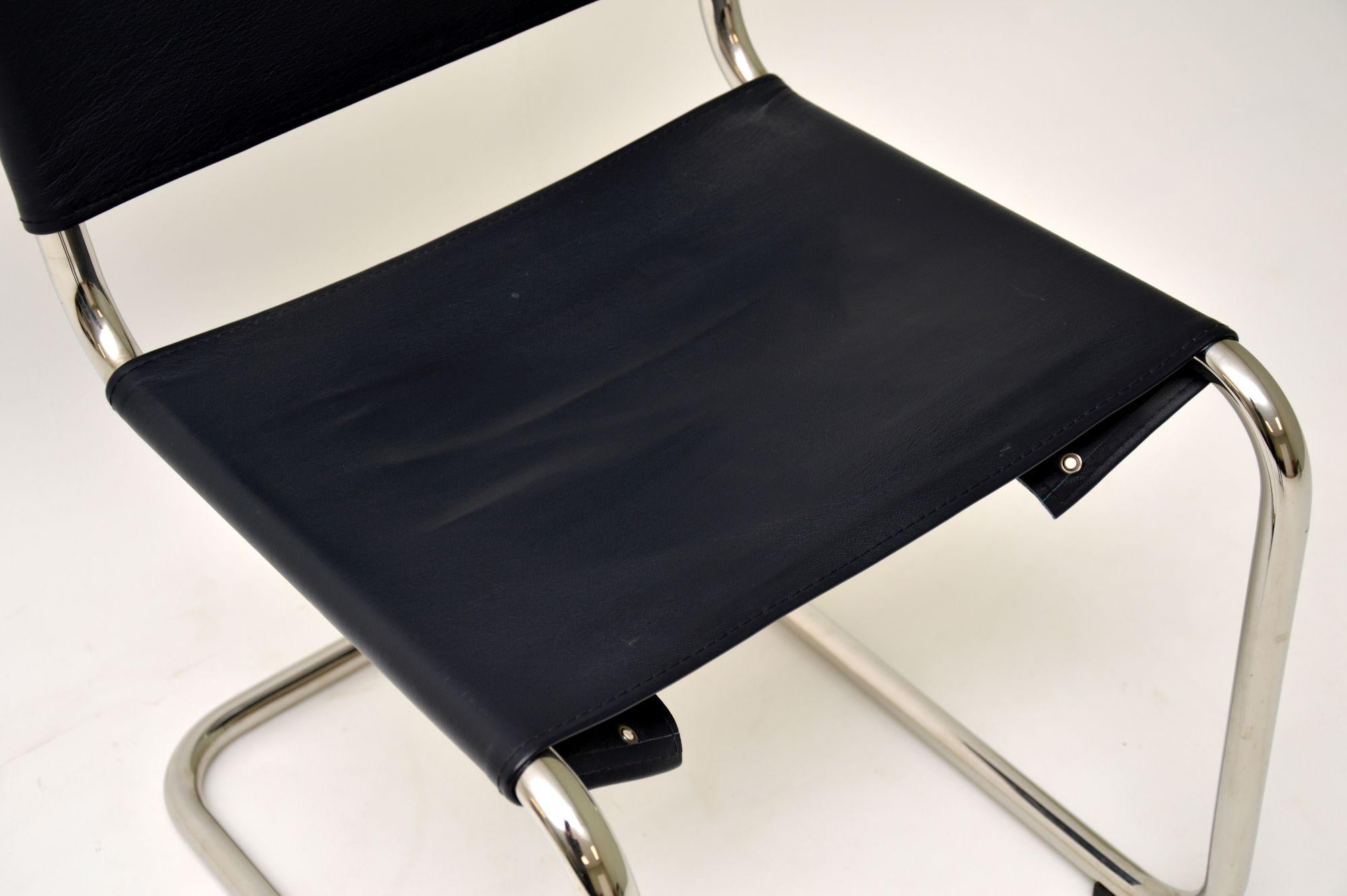 Vintage Steel and Leather Cantilever S33 Chair by Mart Stam 1