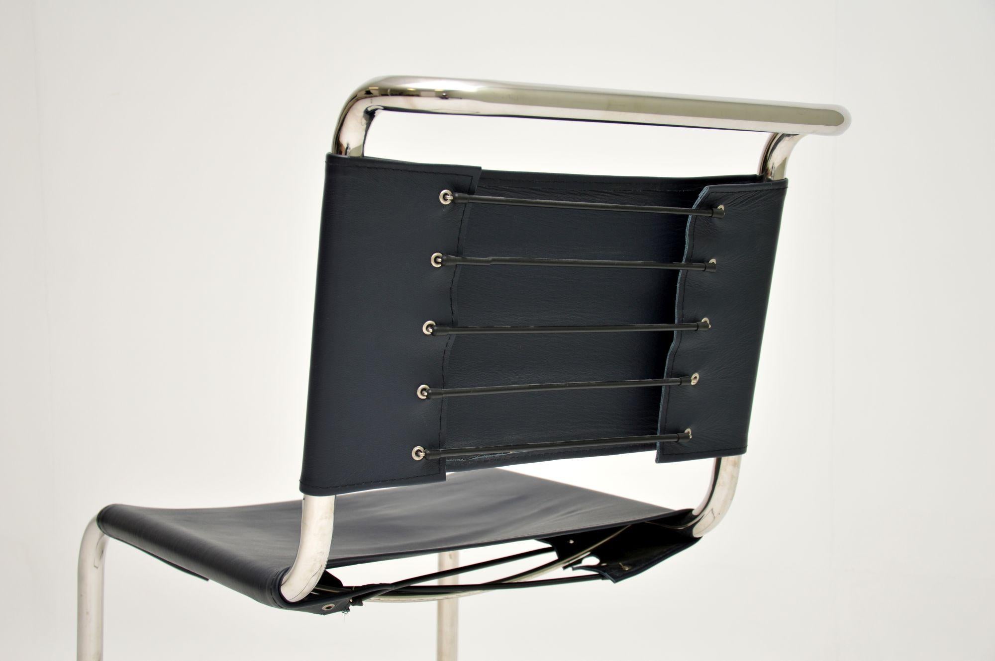 Vintage Steel and Leather Cantilever S33 Chair by Mart Stam 2