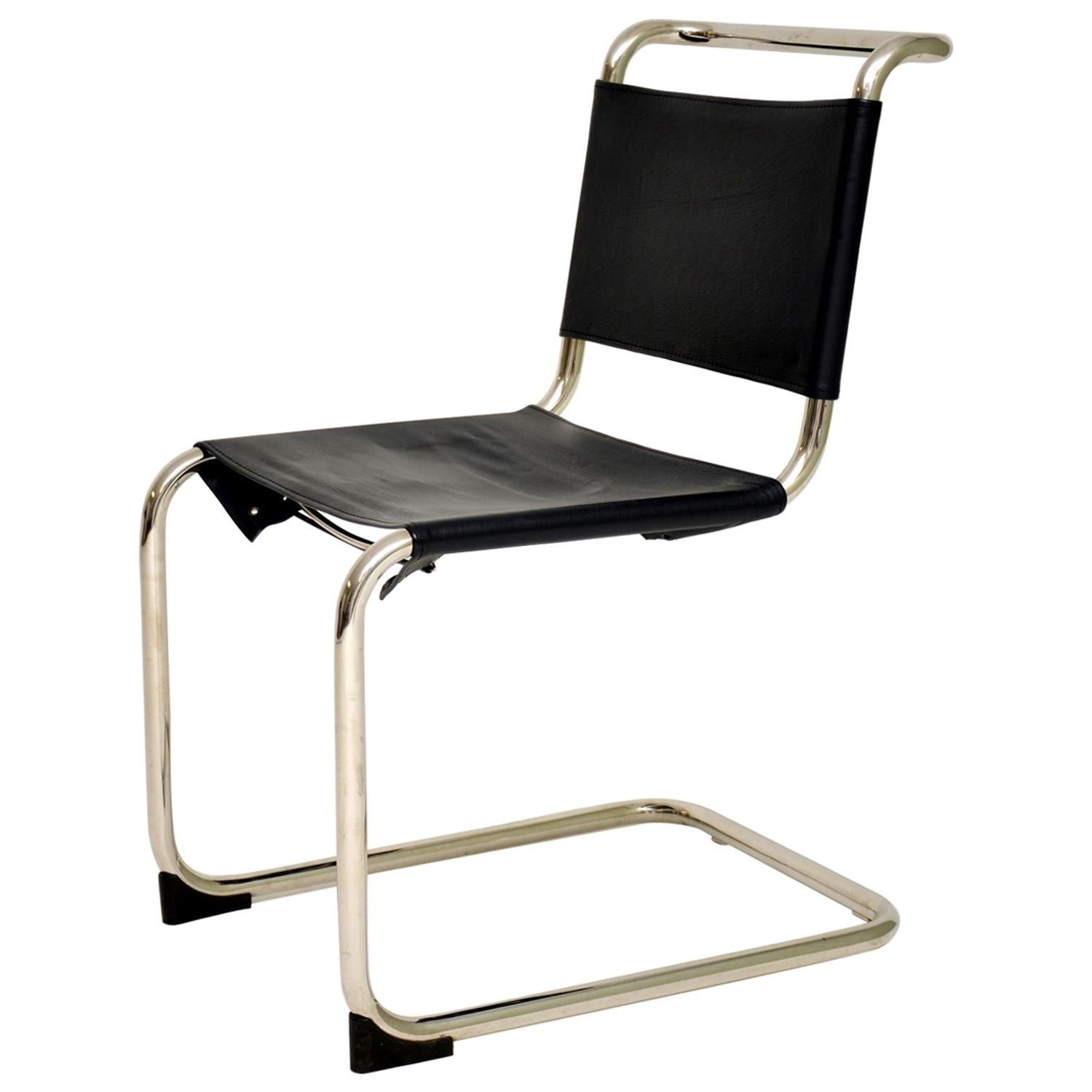Vintage Steel and Leather Cantilever S33 Chair by Mart Stam
