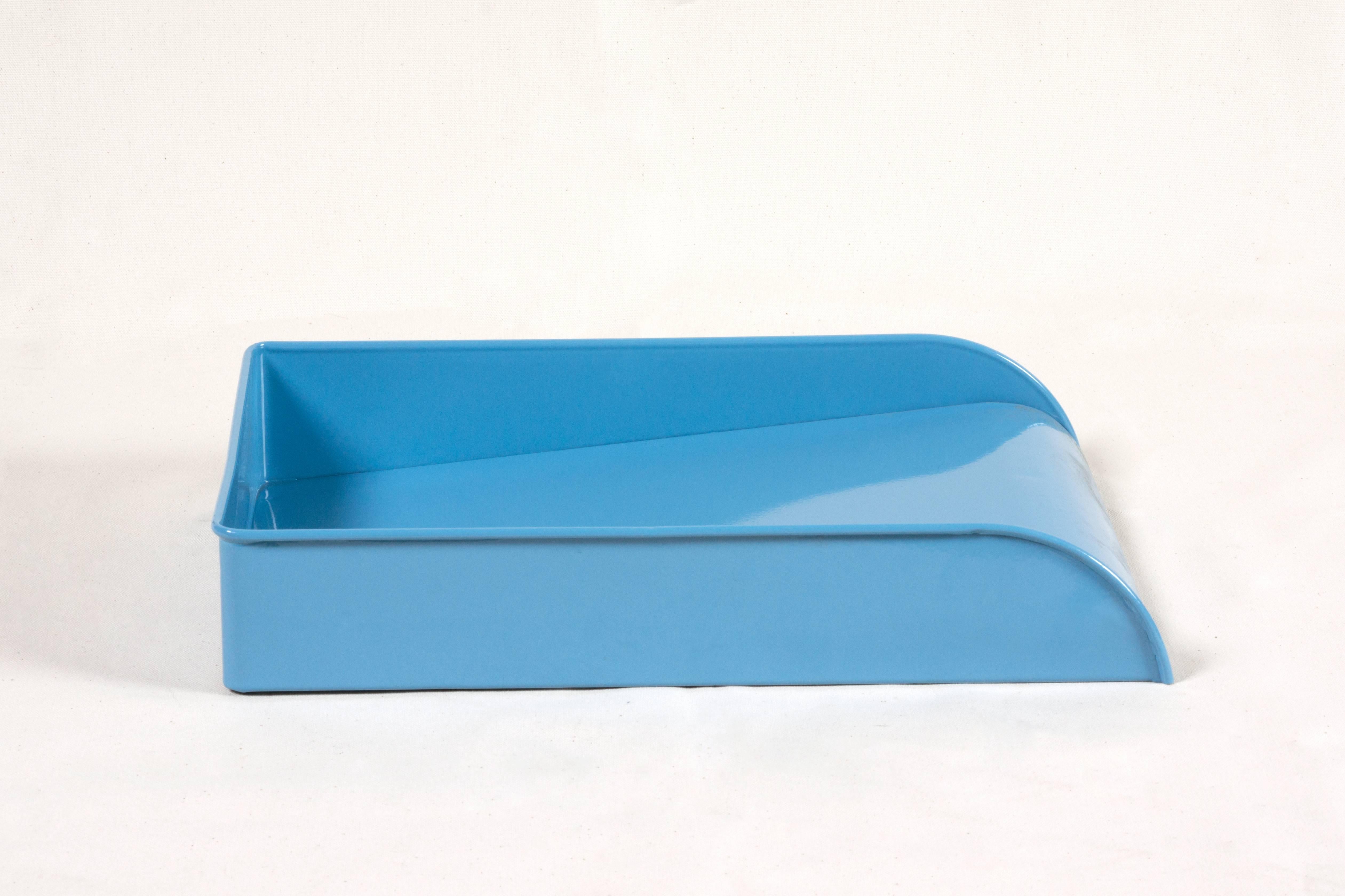 Art Deco Vintage Steel Letter Tray Refinished in Baby Blue
