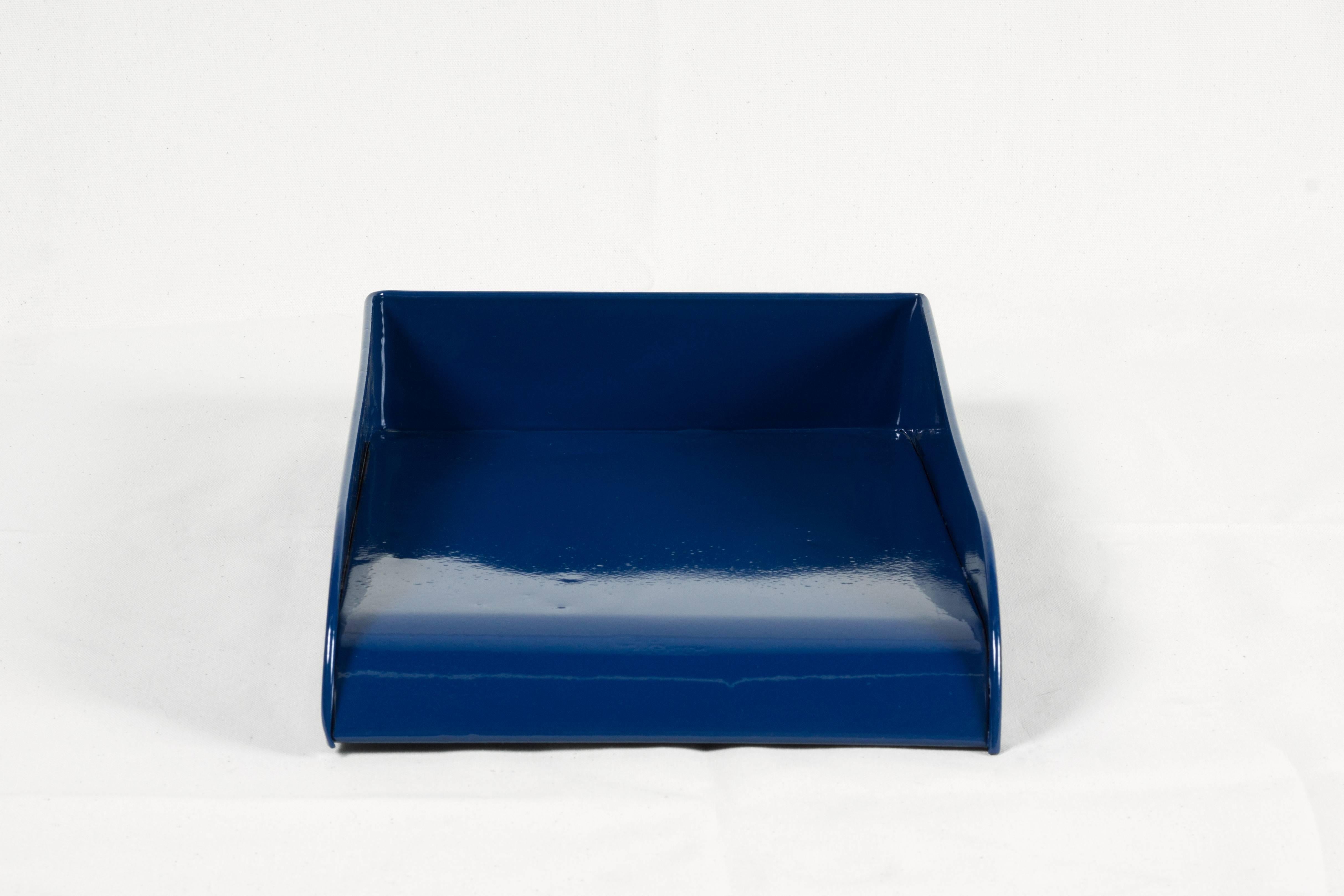 American Vintage Steel Letter Tray Refinished in Midnight Blue
