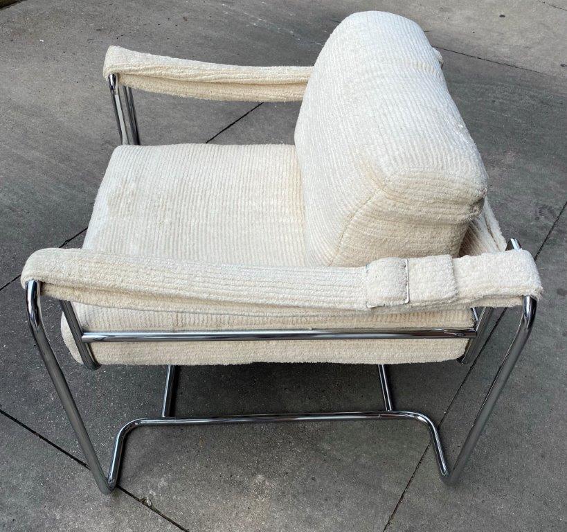 Mid Century Steel Lounge Chair w/ Updated  Upholstery 4
