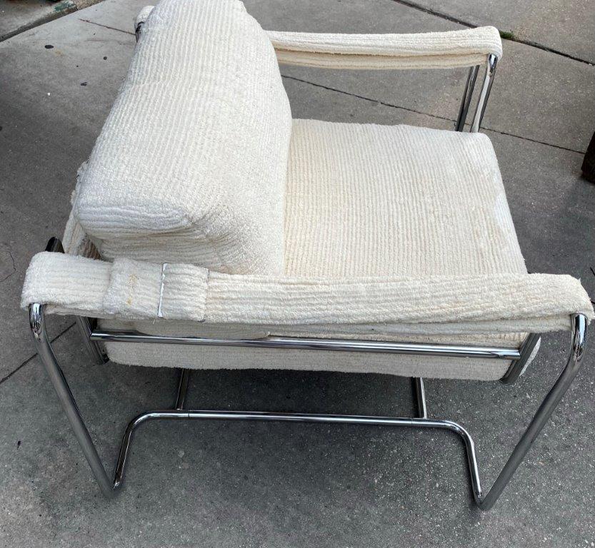 Mid Century Steel Lounge Chair w/ Updated  Upholstery 3