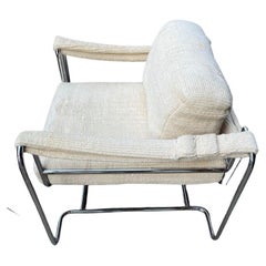 Vintage Steel Lounge Chair w/ Updated Textural Upholstery