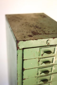 Vintage Steel Machinist Cabinet with 18 Partitioned Drawers