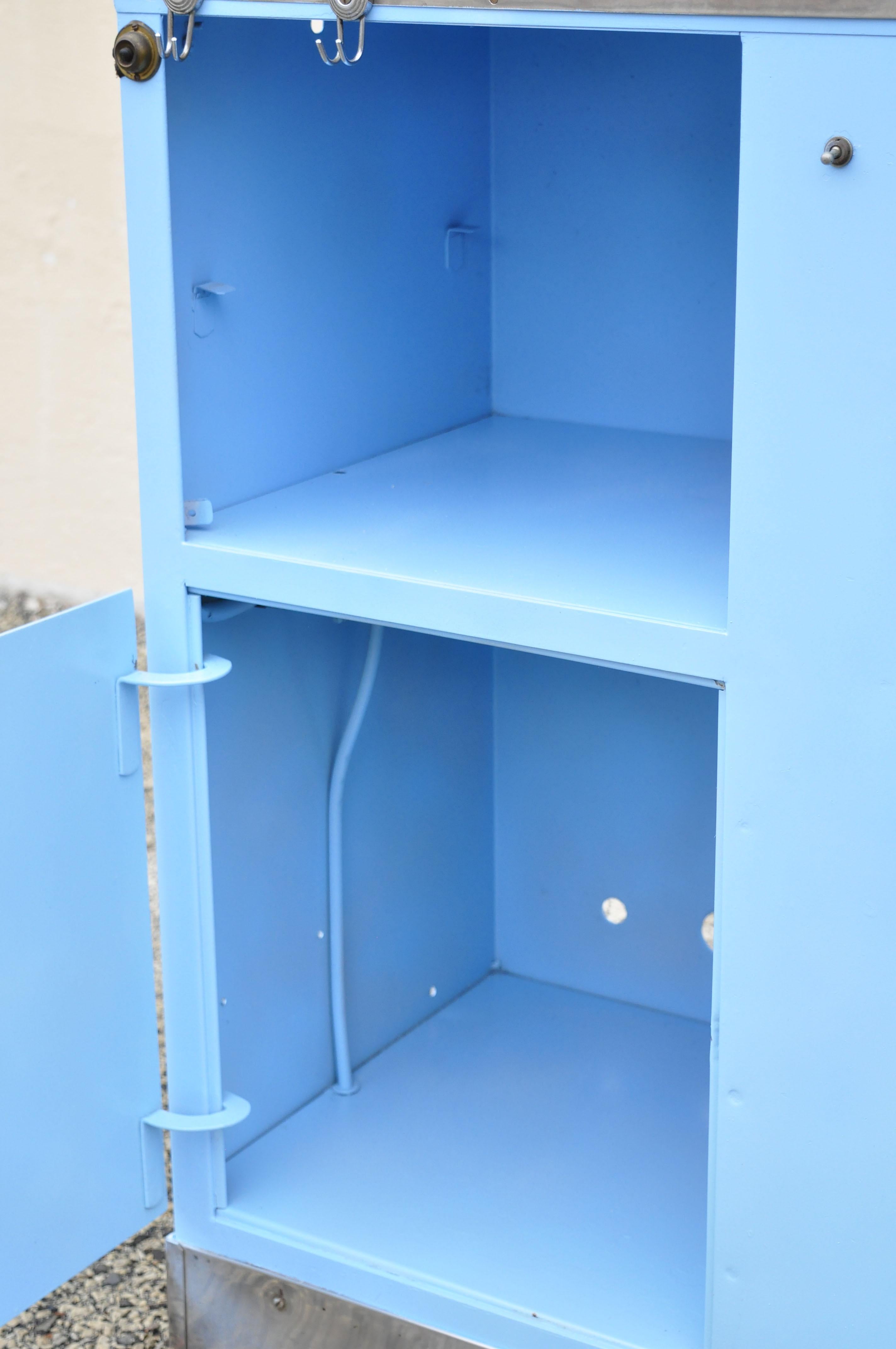 Vintage Steel Meal Blue Painted Medical Dental Cabinet Stand Table 6 Drawers 3