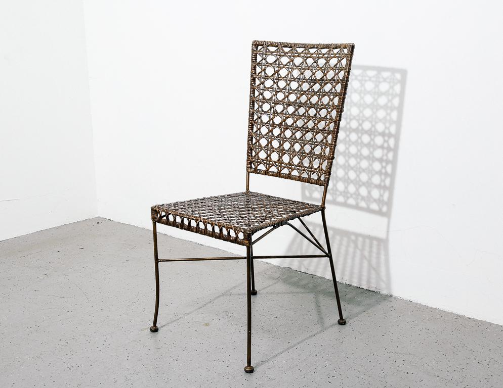 Moderne Chaise d'appoint vintage en acier et rotin