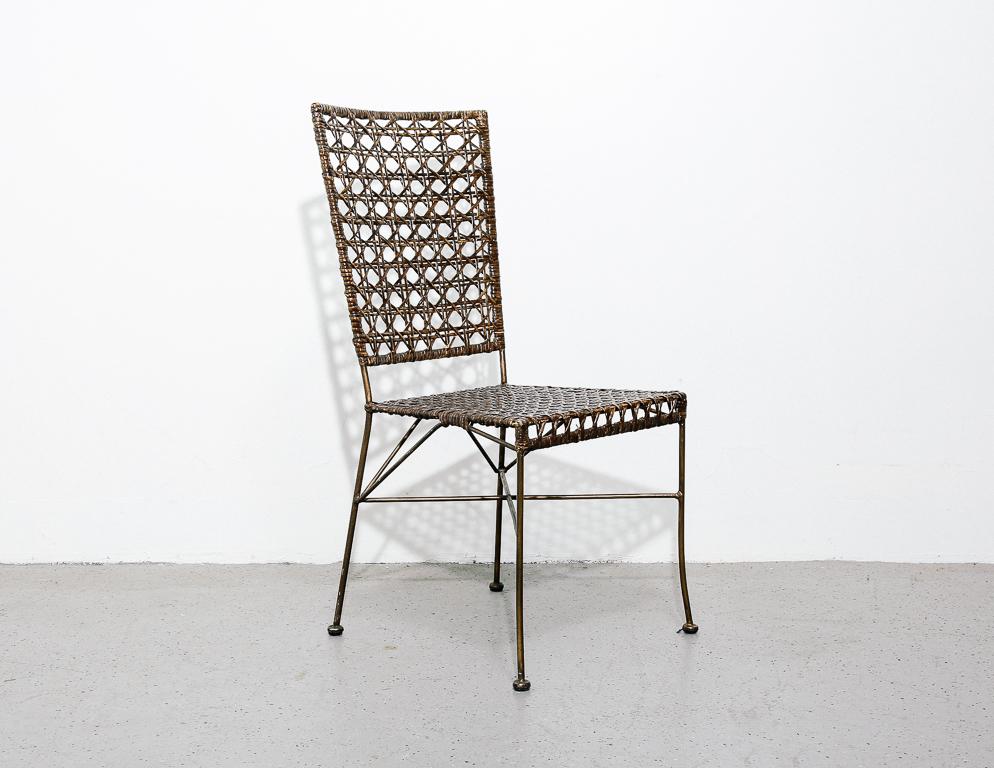 Chaise d'appoint vintage en acier et rotin Bon état à Brooklyn, NY
