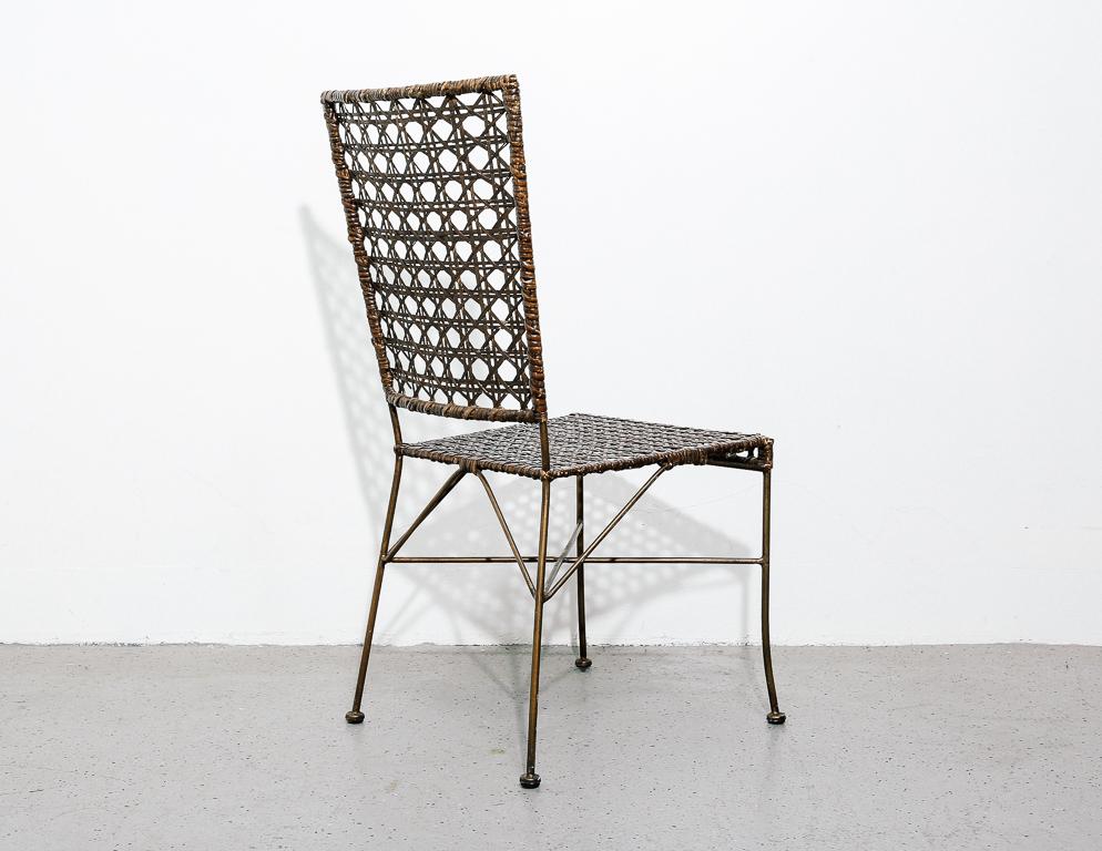 Acier Chaise d'appoint vintage en acier et rotin