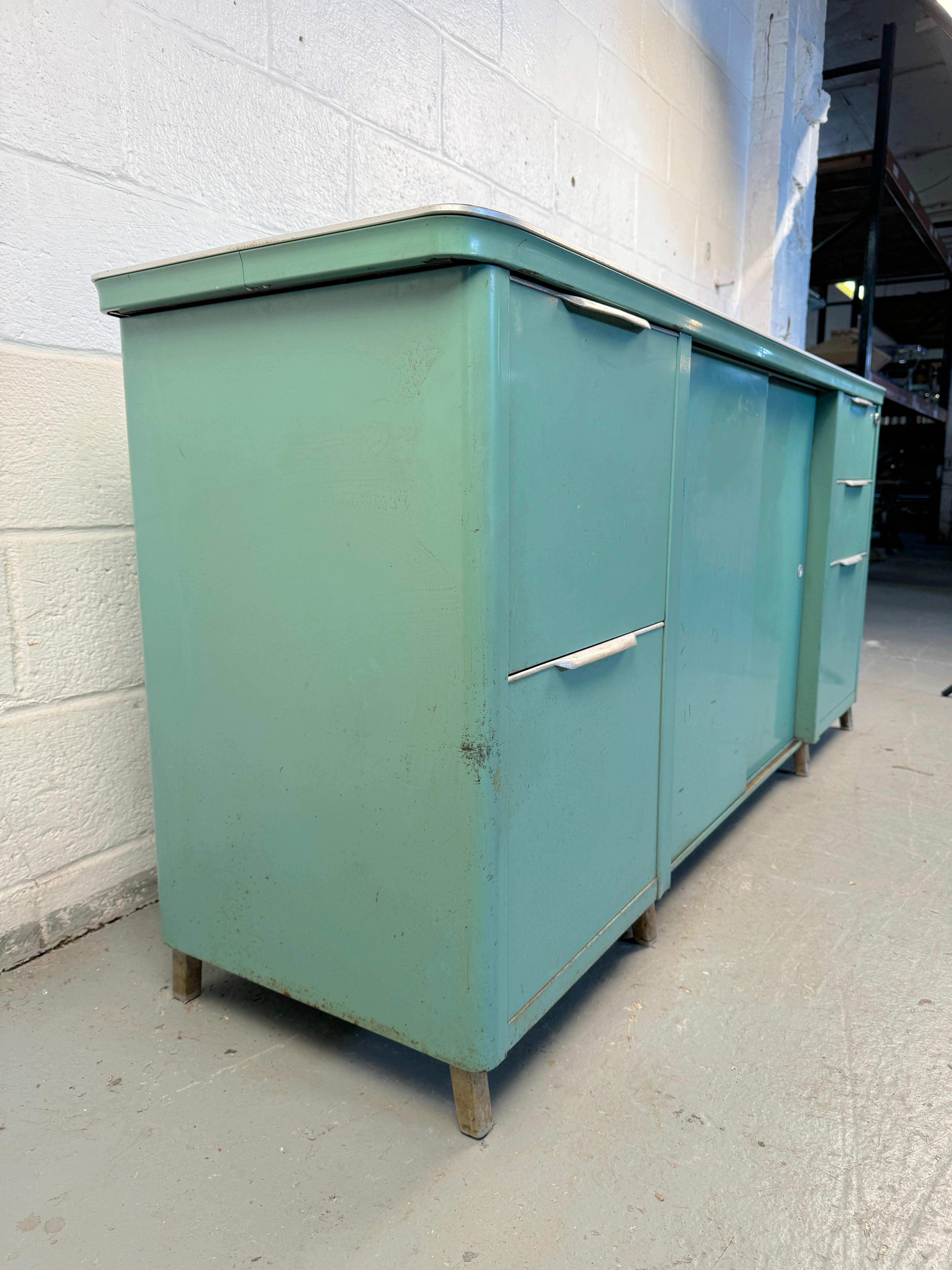 20th Century Vintage Steel Tanker Office Cabinet For Sale