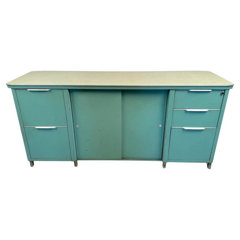 knee length dresses for ladies Vintage Industrial Brushed Steel Office Credenza Cabinet – cityFoundry