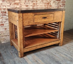 Vintage Steel Top Kitchen Island / Display Table