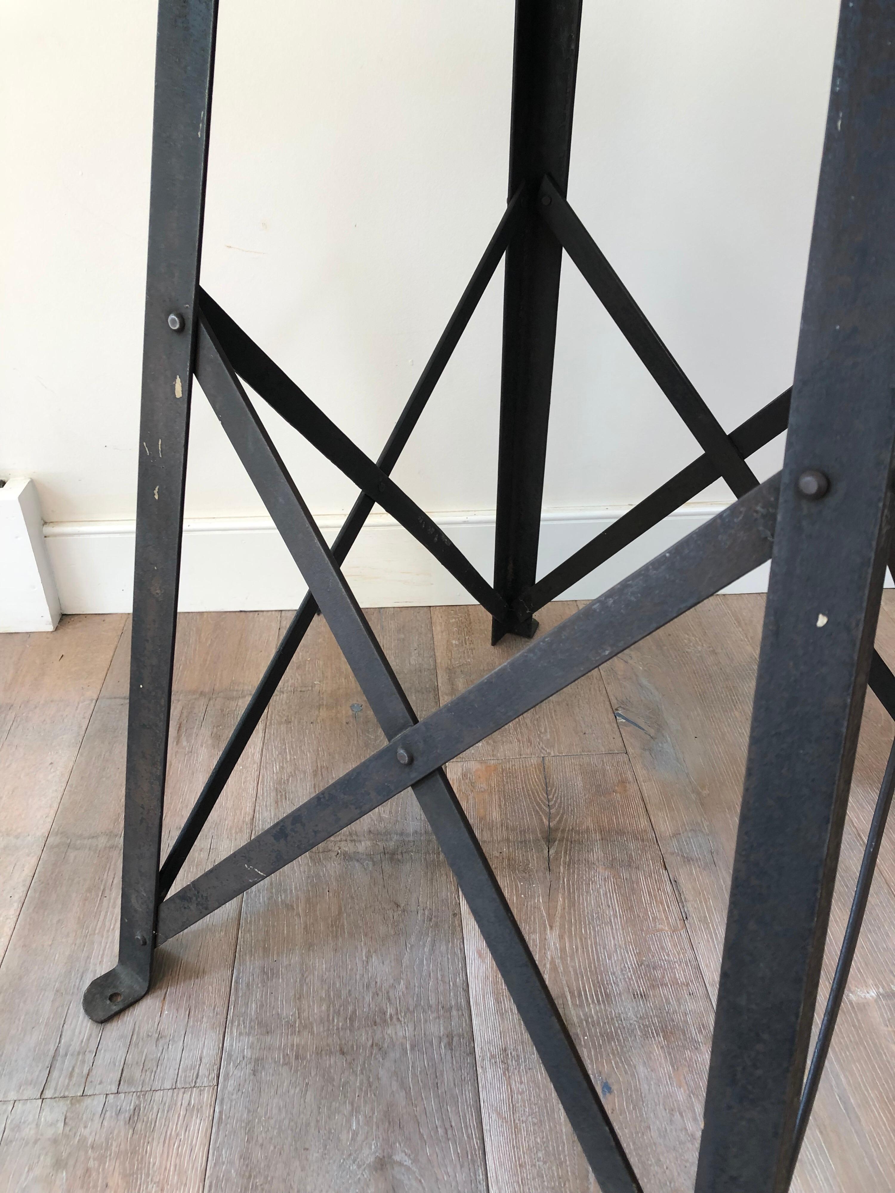 Industrial Vintage Steel Trestle Table or Pedestal with Slate Top