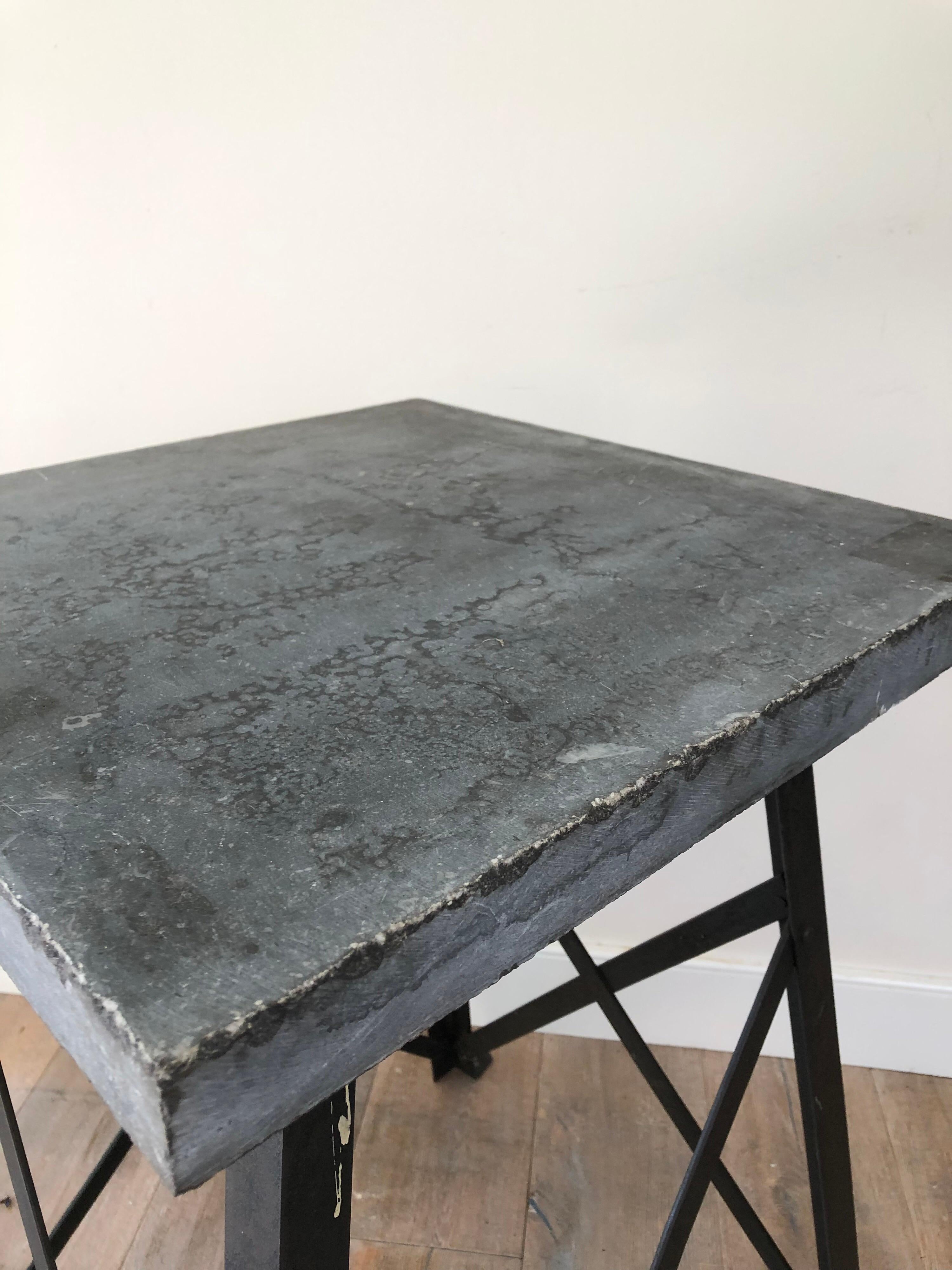 Vintage Steel Trestle Table or Pedestal with Slate Top In Good Condition In Stockton, NJ
