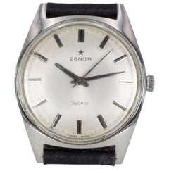 Retro Steel Zenith Sporto Wristwatch, 1960s