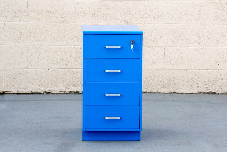 Vintage Steelcase File Cabinet Refinished In Blue At 1stdibs