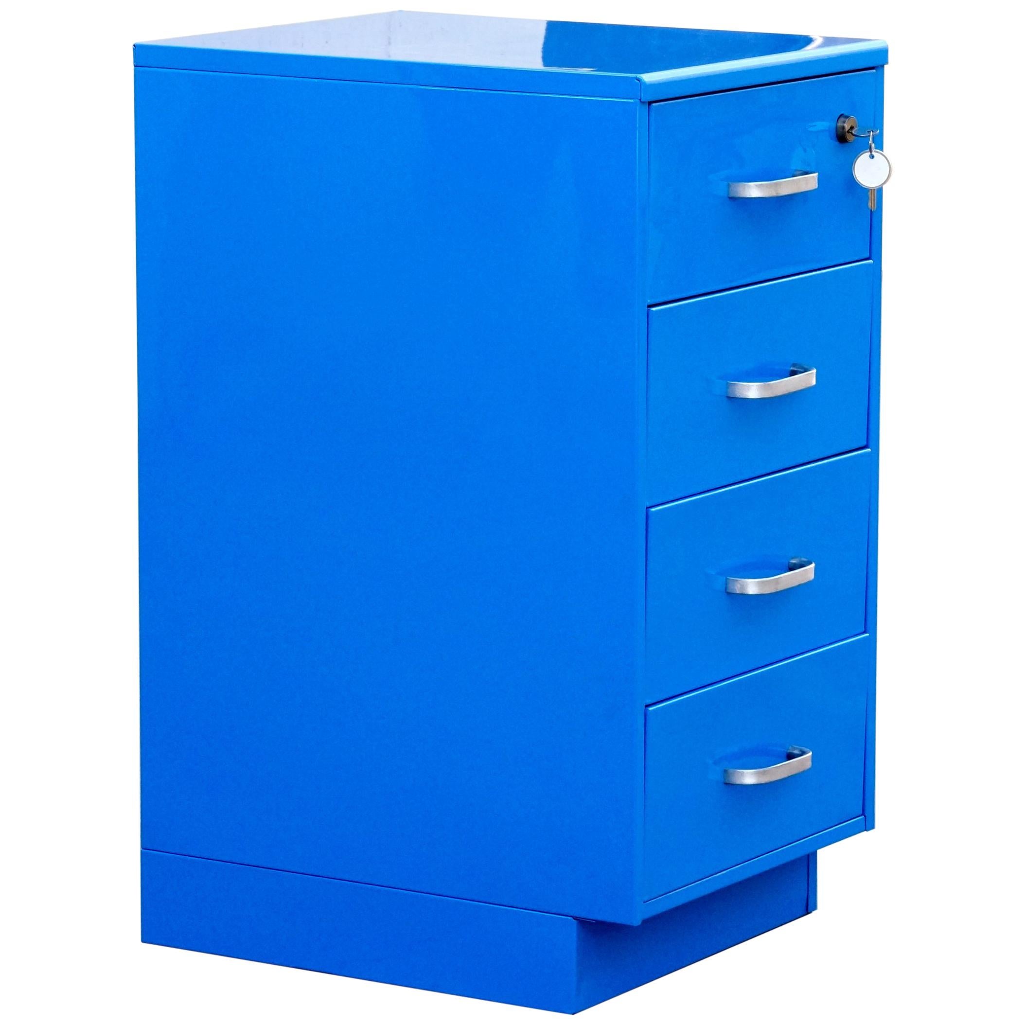 Vintage Steelcase File Cabinet, Refinished in Blue