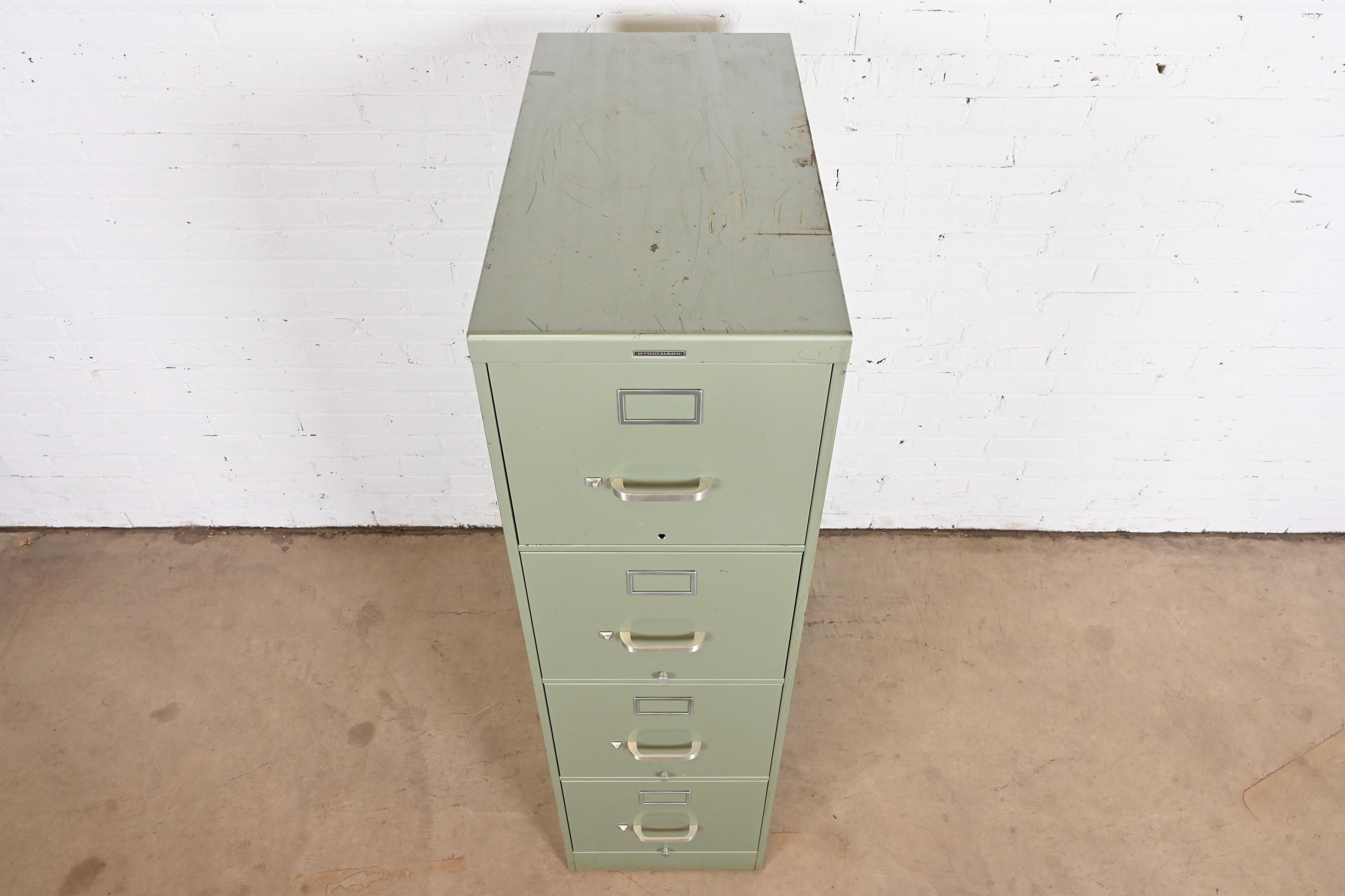 Vintage Steelcase Industrial Metal File Cabinet, circa 1950s 9