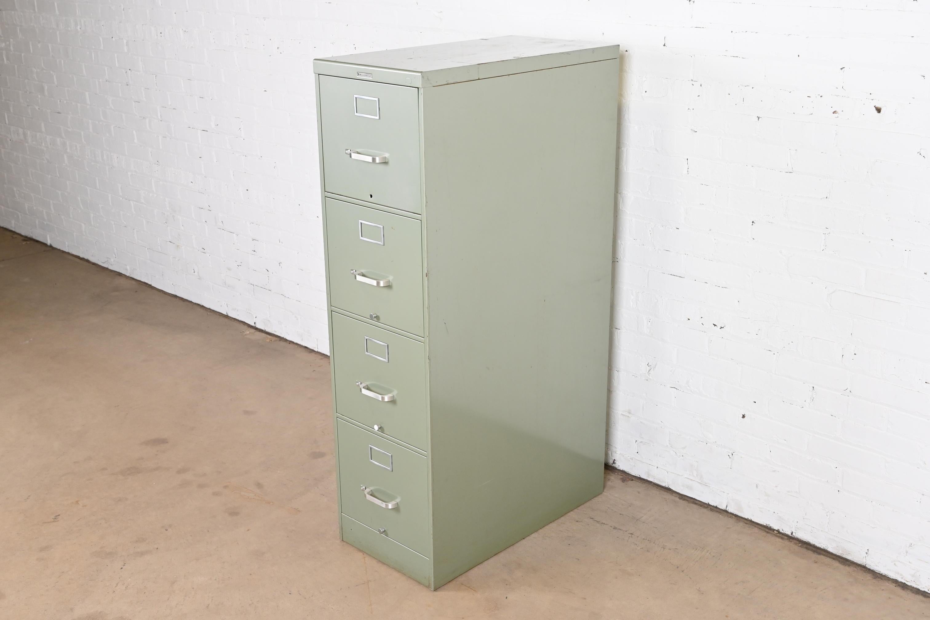 Vintage Steelcase Industrial Metal File Cabinet, circa 1950s In Good Condition In South Bend, IN