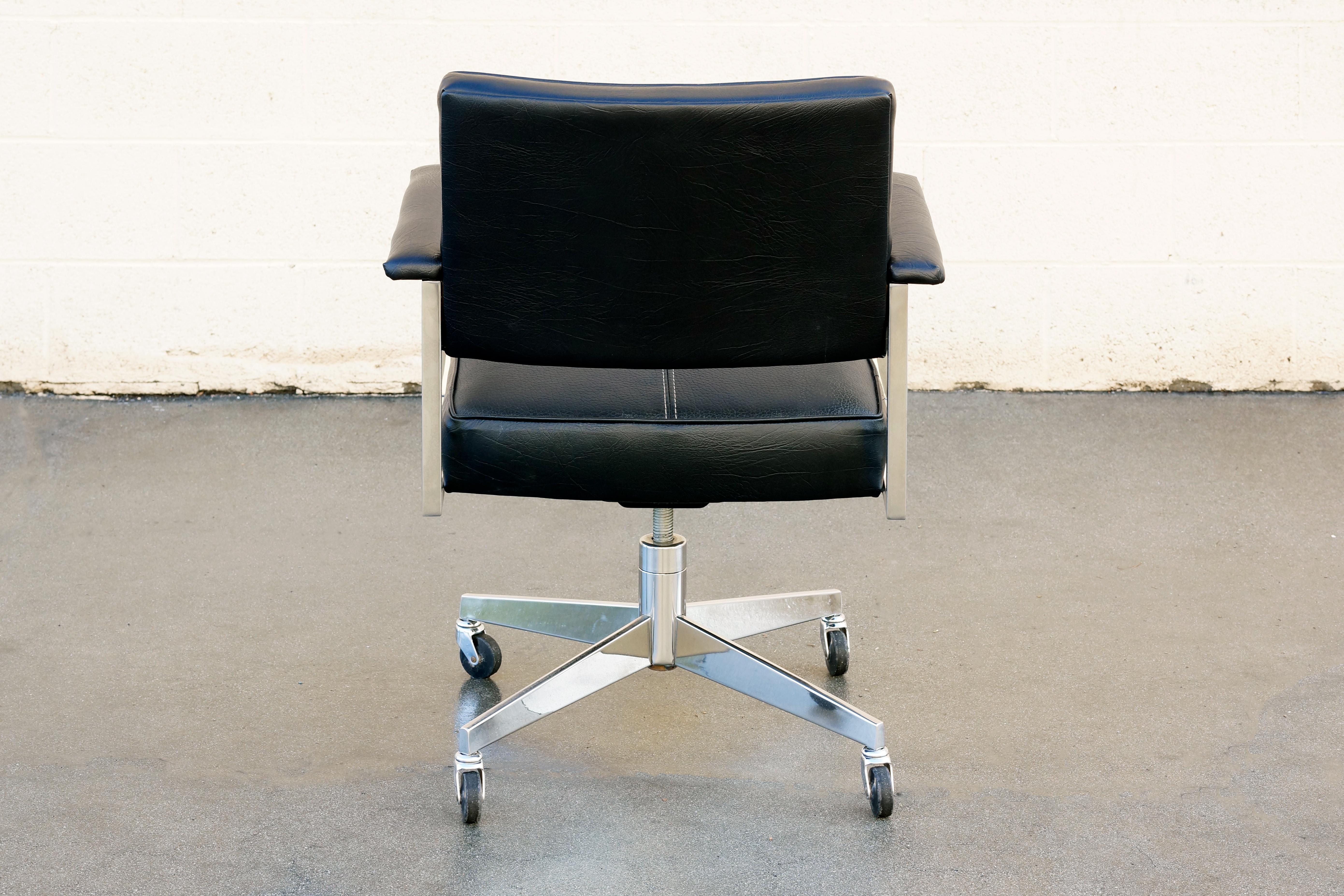 Mid-Century Modern Vintage Steelcase Office Chair, Refinished in Black