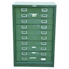 Retro Steelmaster Green Steel Metal 10 Drawer Tool Parts Cabinet File Cabinet