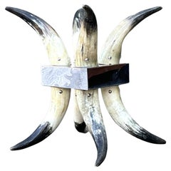 Vintage Steer Horn Table Pedestal
