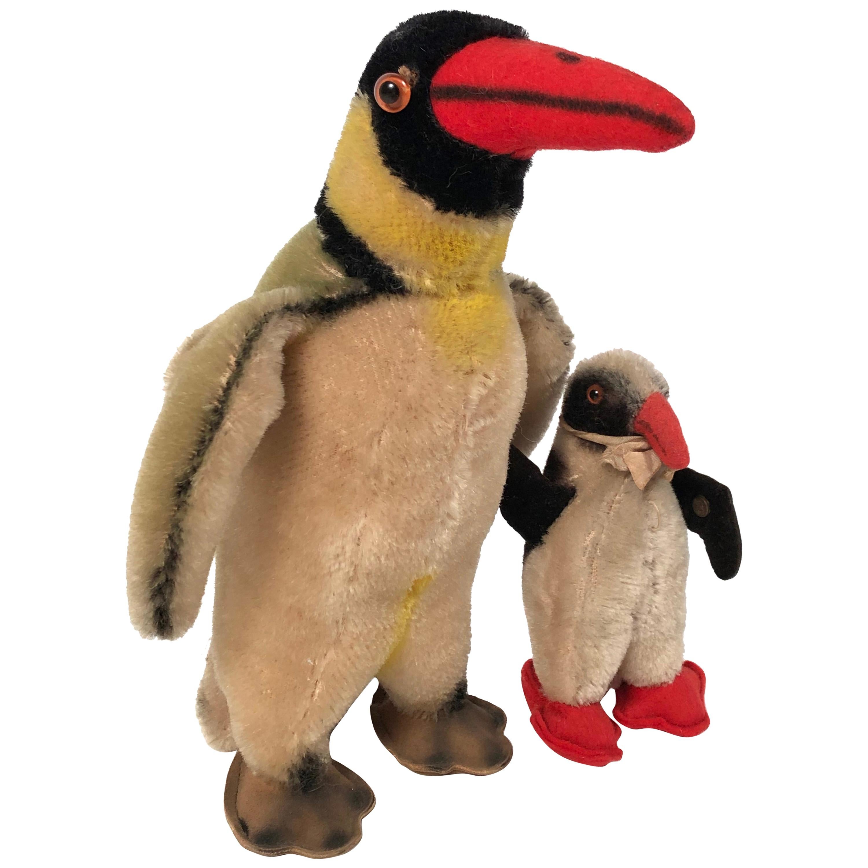 Vintage Steiff Penguin and Chick