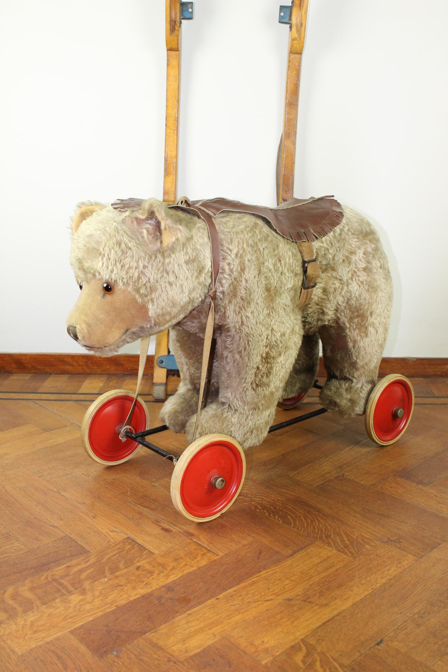 Vintage Steiff Rocking Teddy Bear, Pull Toy Bear, 1950s, Germany 2