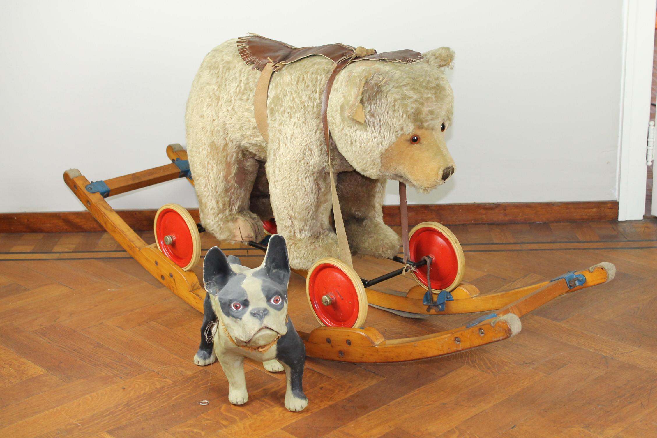 Vintage Steiff Rocking Teddy Bear, Pull Toy Bear, 1950s, Germany 11