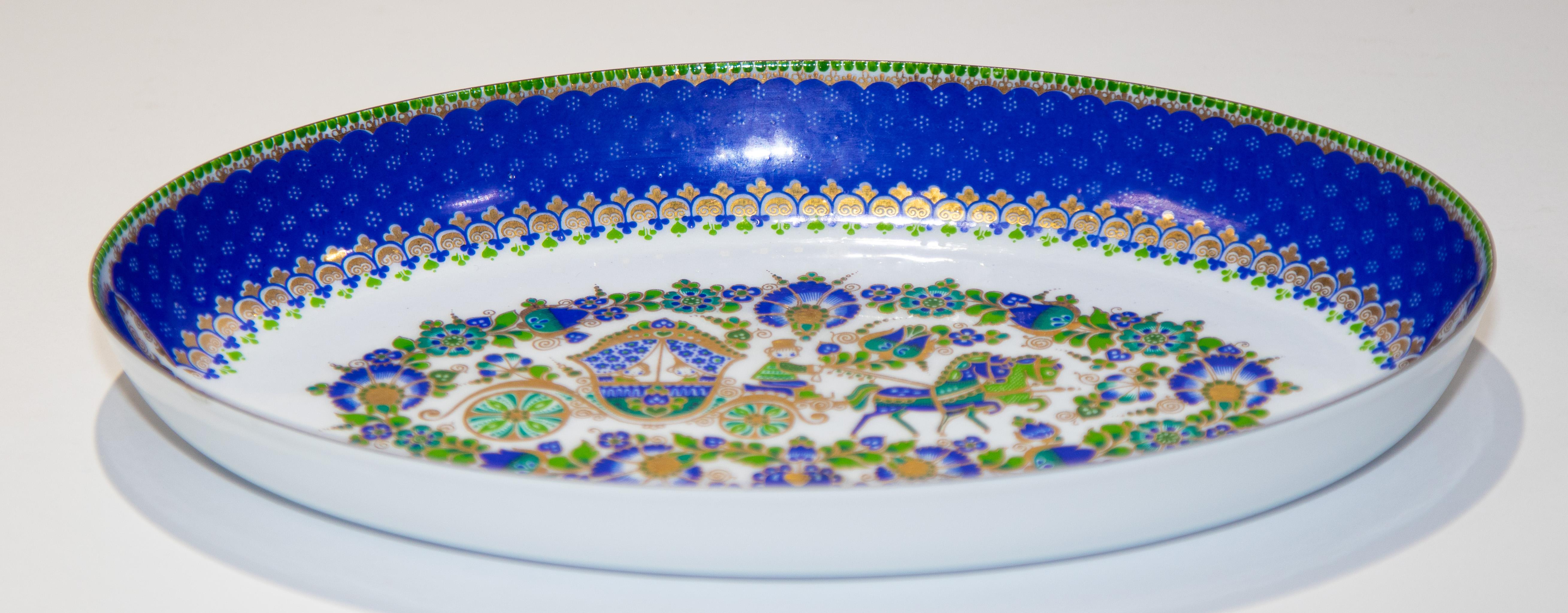 Vintage Steinbock Austrian Enameled Oval Dish In Good Condition For Sale In North Hollywood, CA