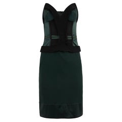 Vintage Stella Mc Cartney F/W 2003 Bustier Seide Grünes Kleid