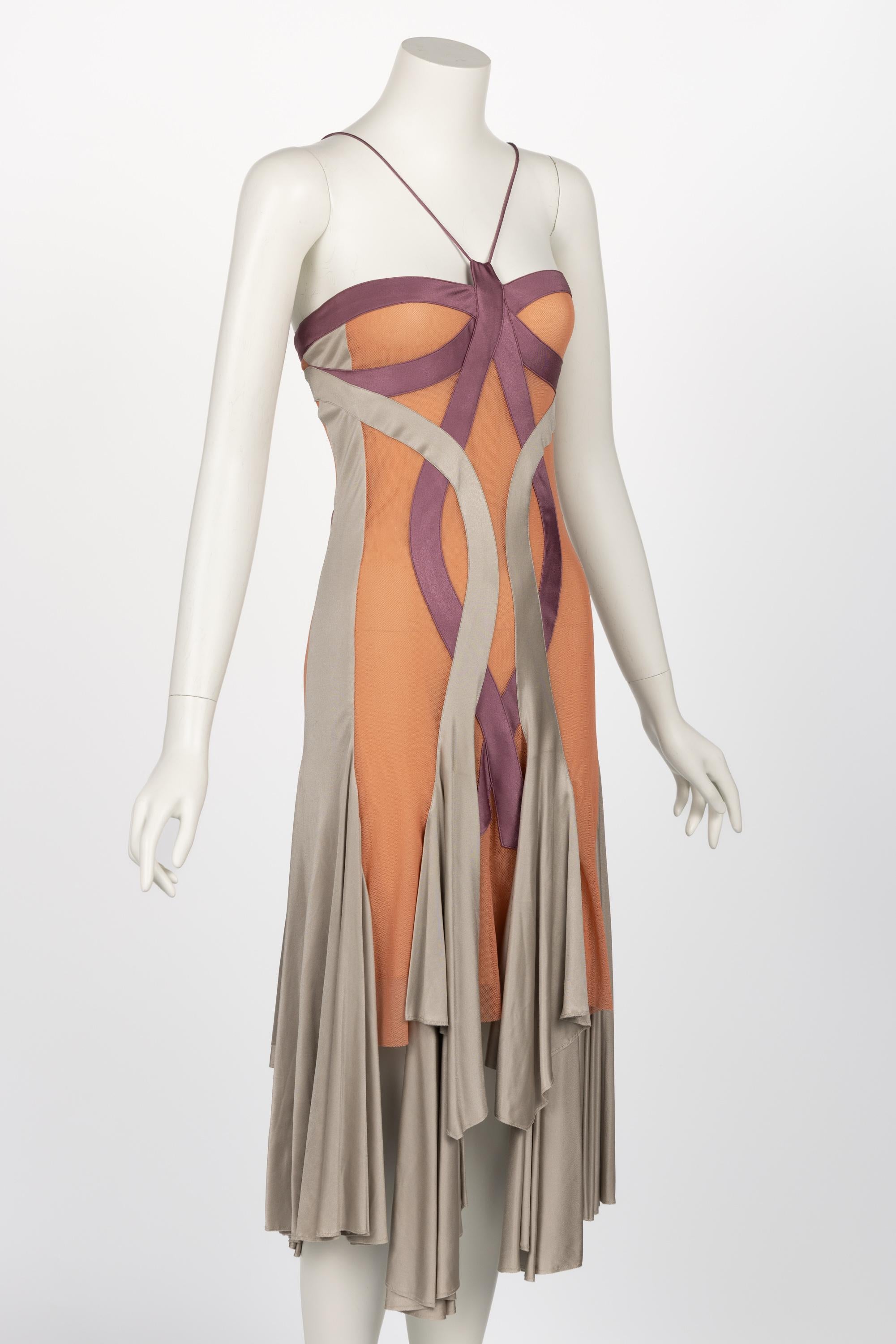 Beige Vintage Stella McCartney Asymmetric Cutout Draped Dress For Sale
