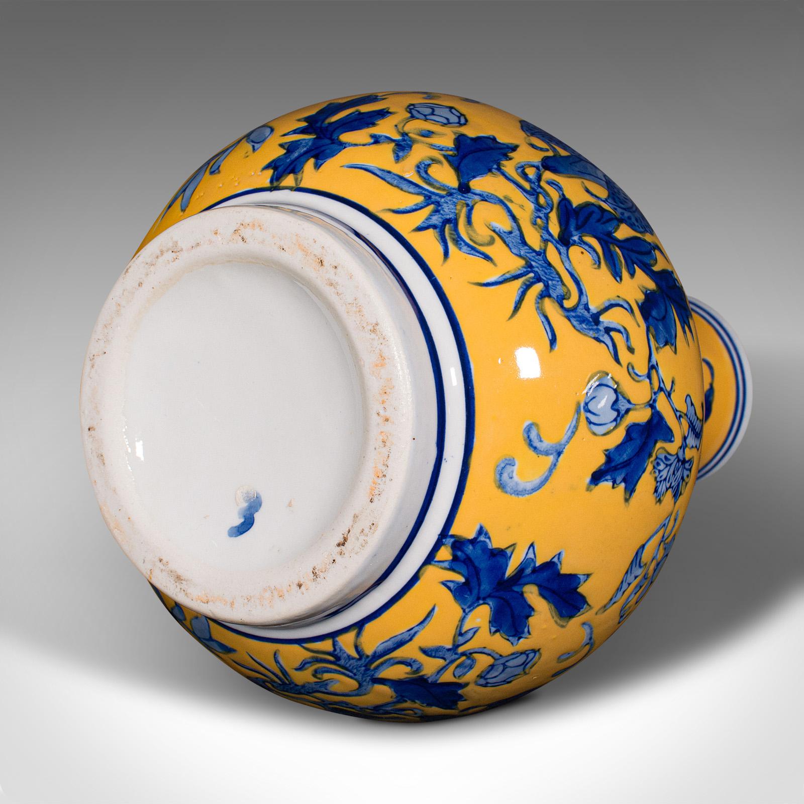 Vintage Stem Vase, Chinese, Ceramic, Famille Jaune, Flower Pot, Art Deco, C.1950 For Sale 6
