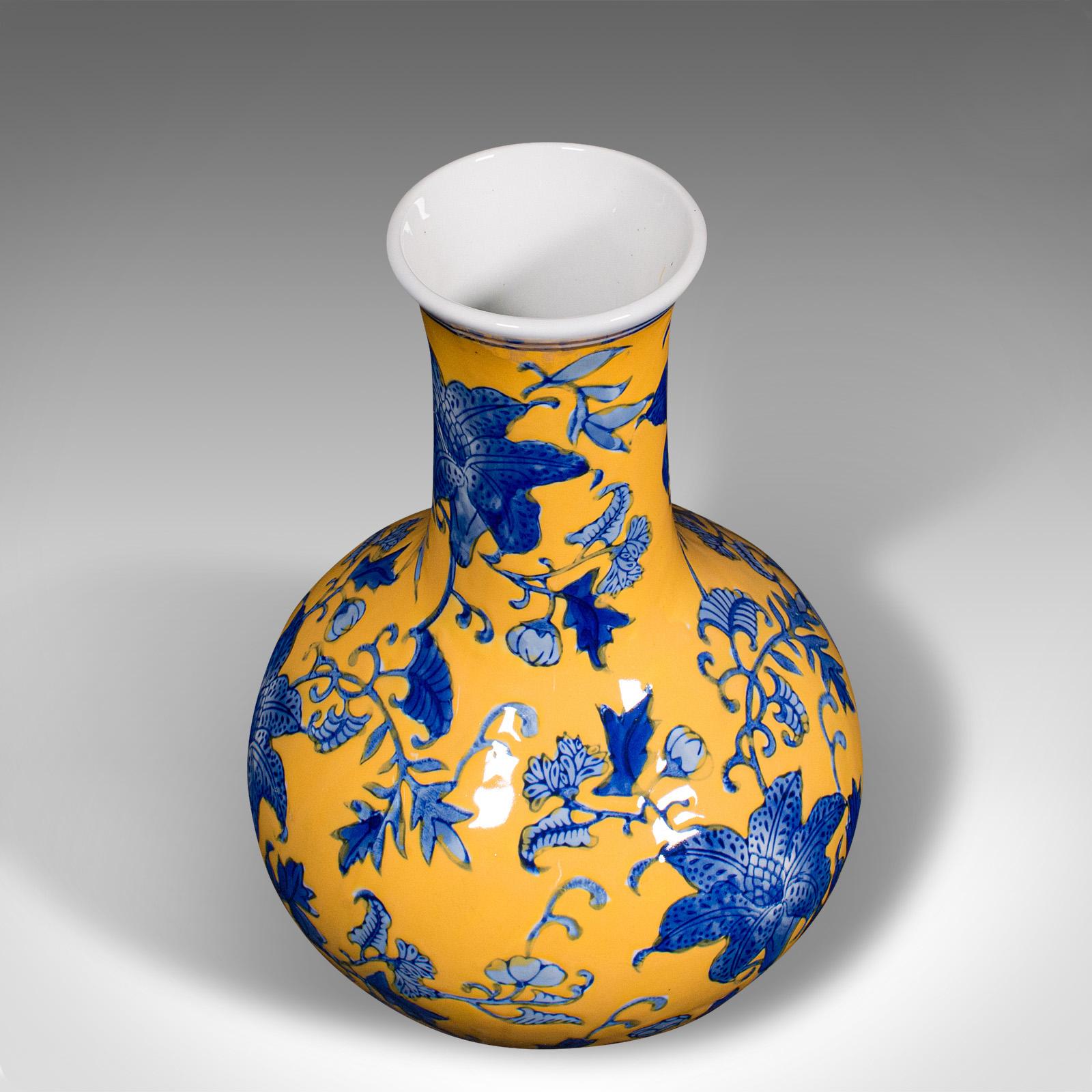 Vintage Stem Vase, Chinese, Ceramic, Famille Jaune, Flower Pot, Art Deco, C.1950 For Sale 2