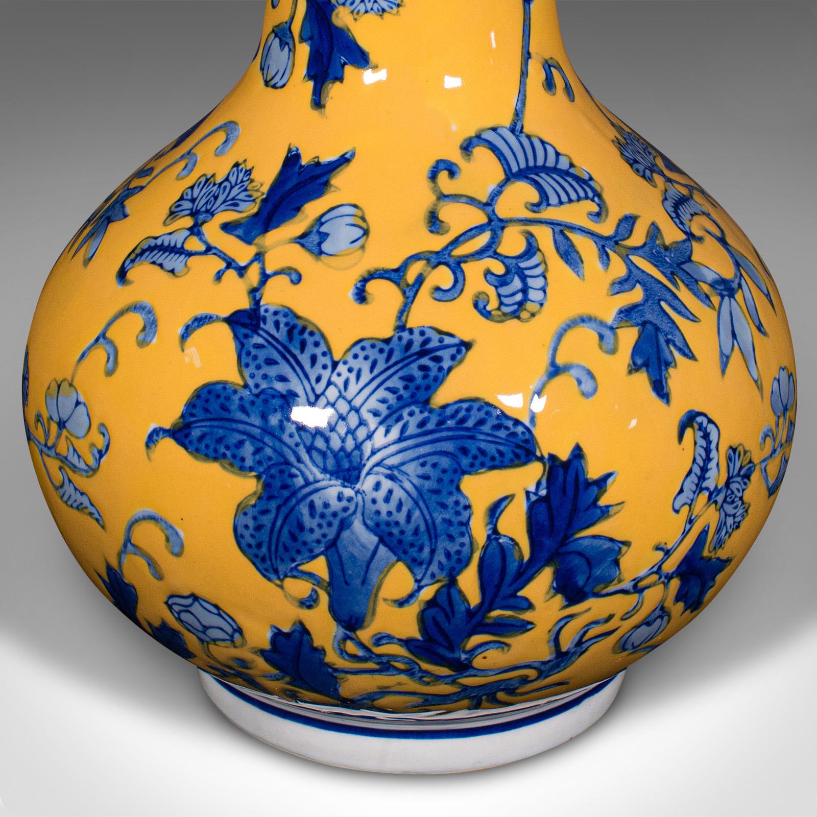 Vintage Stem Vase, Chinese, Ceramic, Famille Jaune, Flower Pot, Art Deco, C.1950 For Sale 4