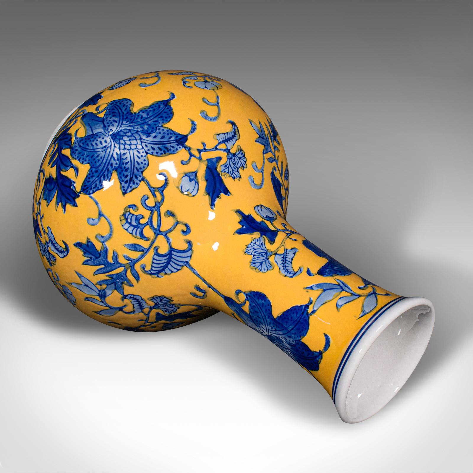 Vintage Stem Vase, Chinese, Ceramic, Famille Jaune, Flower Pot, Art Deco, C.1950 For Sale 5