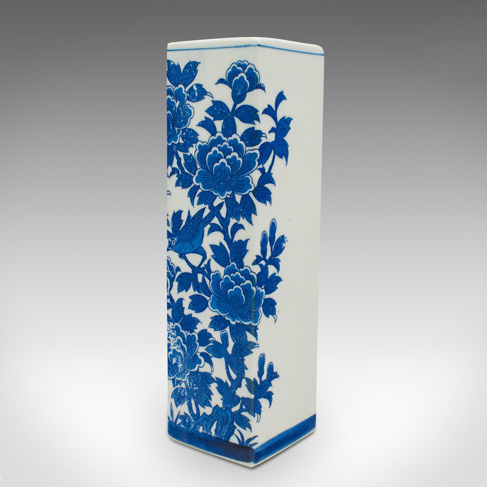 Vintage Stem Vase, Chinese, Flower Sleeve, Blue & White Decor, Late 20th Century In Good Condition For Sale In Hele, Devon, GB