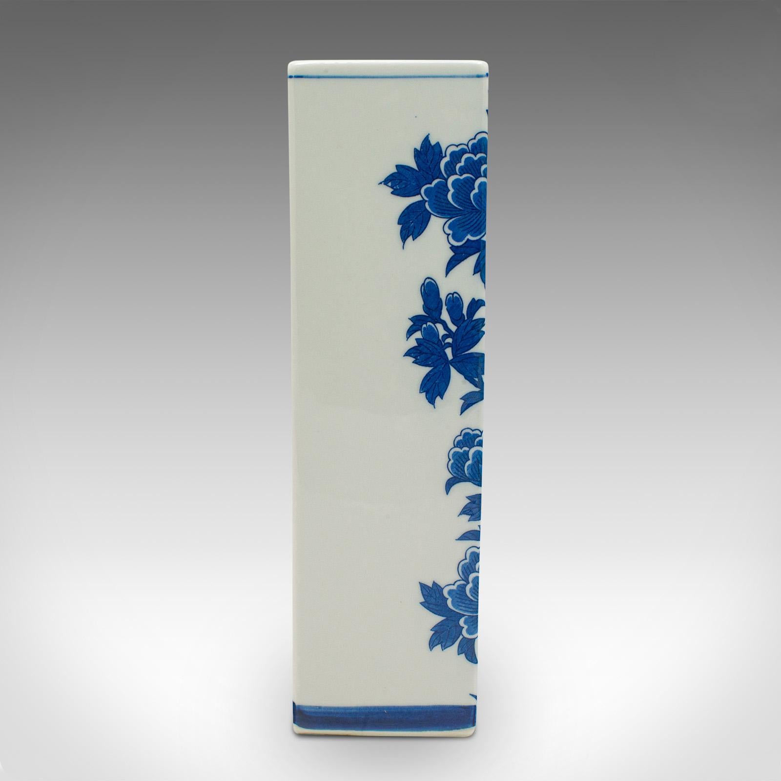 Ceramic Vintage Stem Vase, Chinese, Flower Sleeve, Blue & White Decor, Late 20th Century For Sale