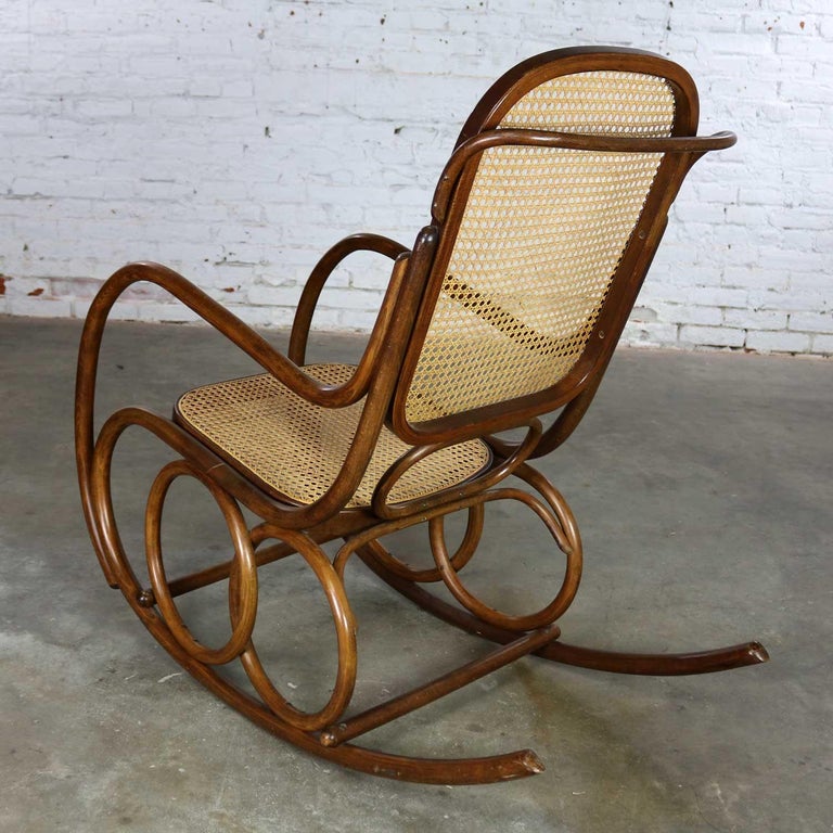 Vintage Stendig Bentwood and Cane Rocker Double Circle ...