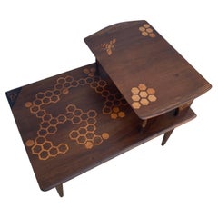 Vintage Step Table with Bee & Honeycomb Design