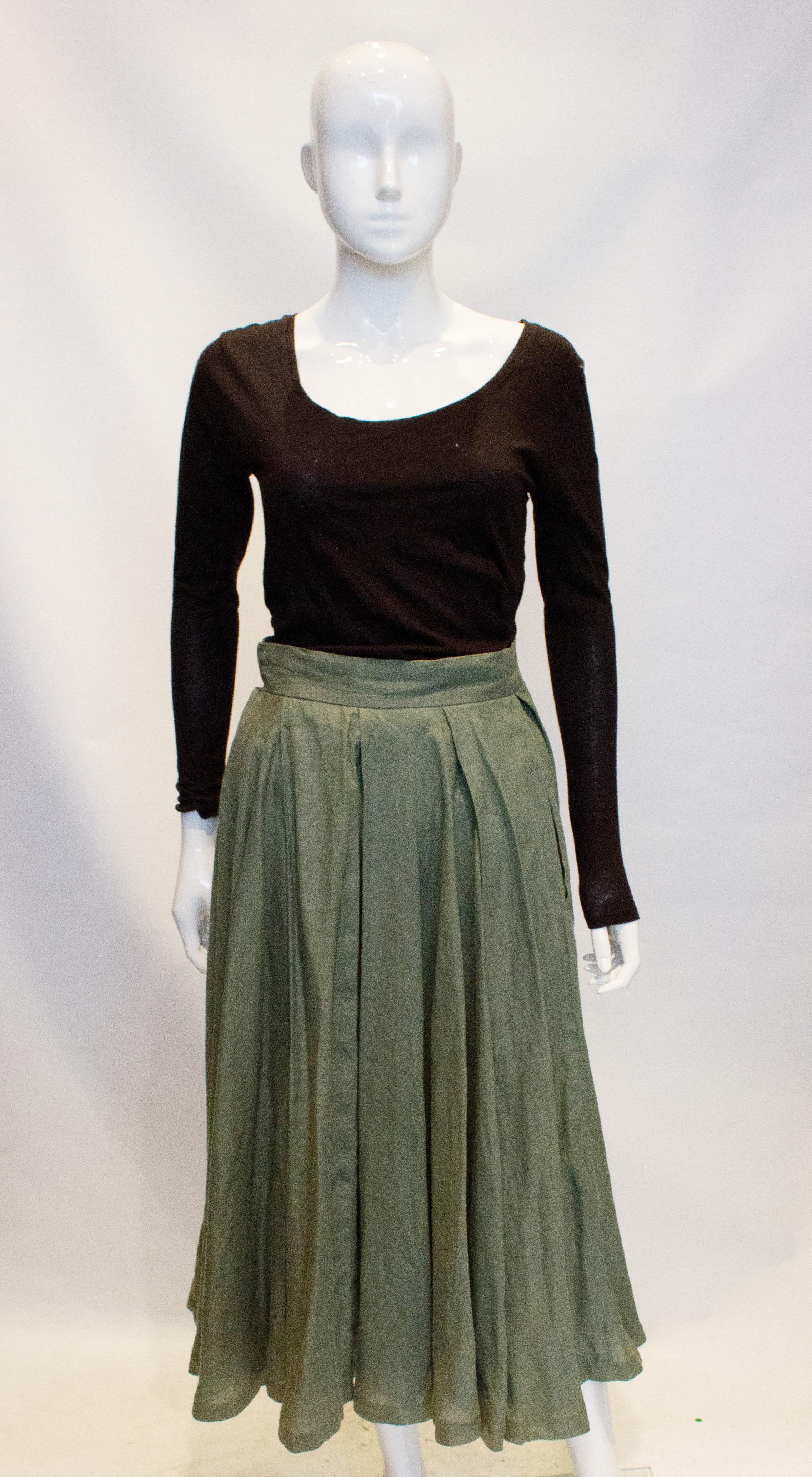 Gray Vintage Stephanie Cooper Linen Skirt For Sale