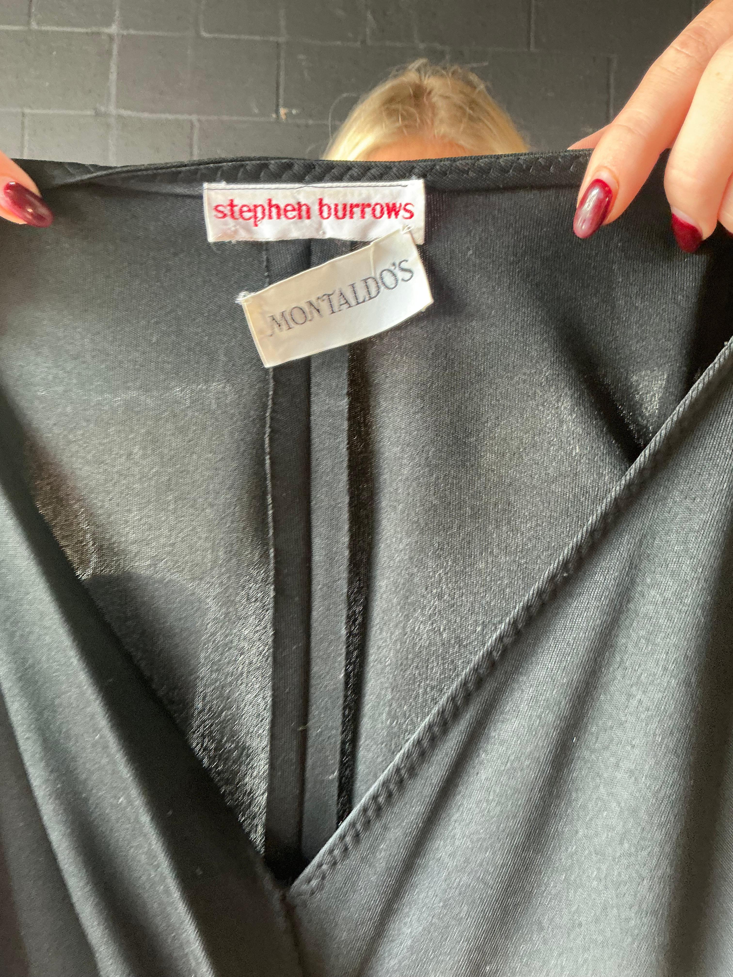 Vintage Stephen Burrows Schwarzes langärmeliges Maxikleid im Angebot 6