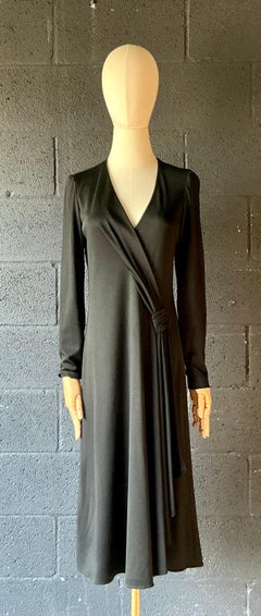 Vintage Stephen Burrows Black Long Sleeve Maxi Dress