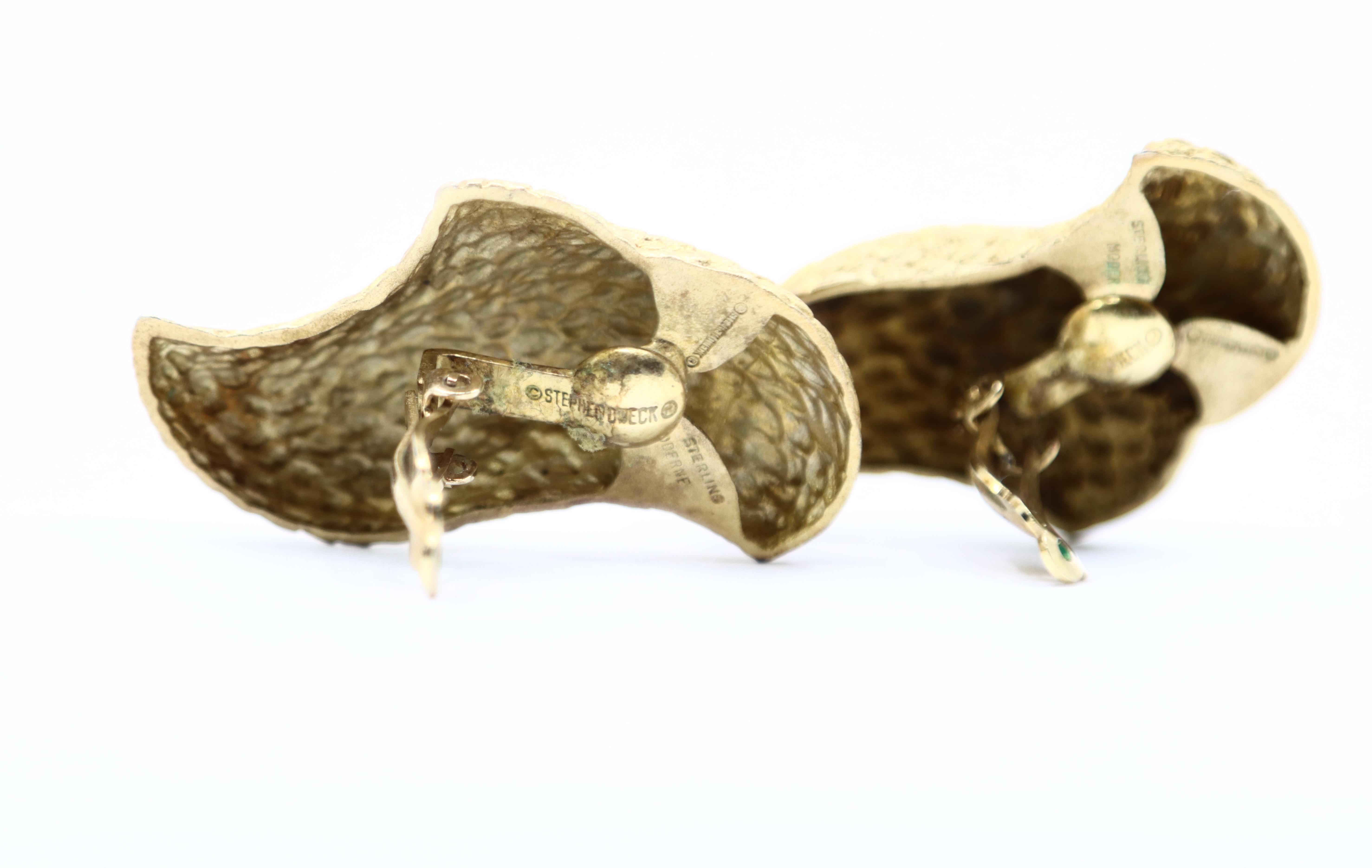 Orecchini d'epoca Stephen Dureck in argento sterling e tonalità dell'oro in vendita 8