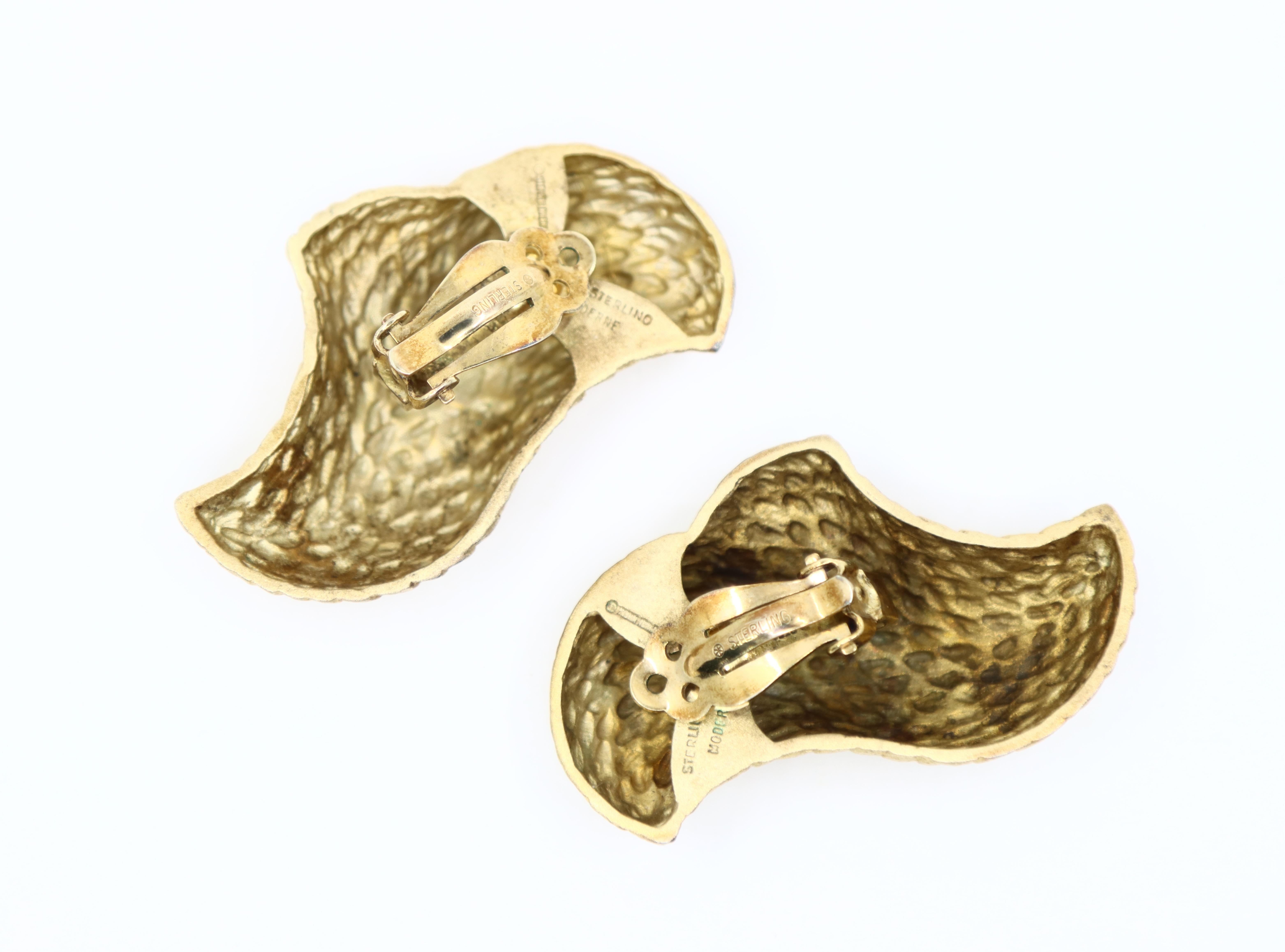 Orecchini d'epoca Stephen Dureck in argento sterling e tonalità dell'oro in vendita 6