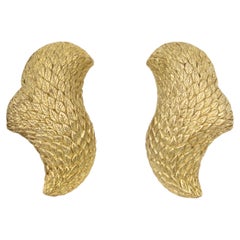 Vintage Stephens Sterling Silver Gold Tone Textured Earrings (Boucles d'oreilles texturées en argent sterling)