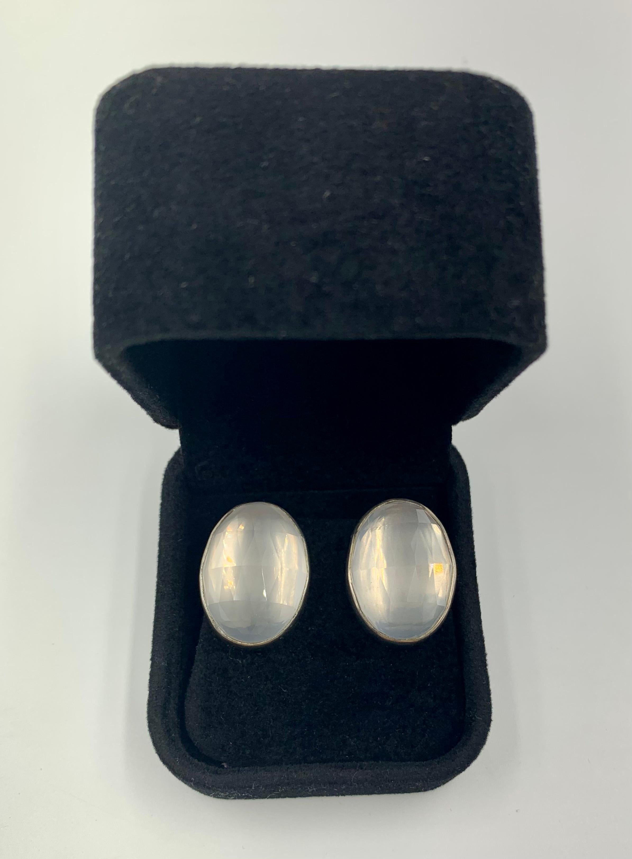 Vintage Stephen Dweck One-of-a-Kind OAK White Calcedony Sterling Silver Earrings For Sale 6