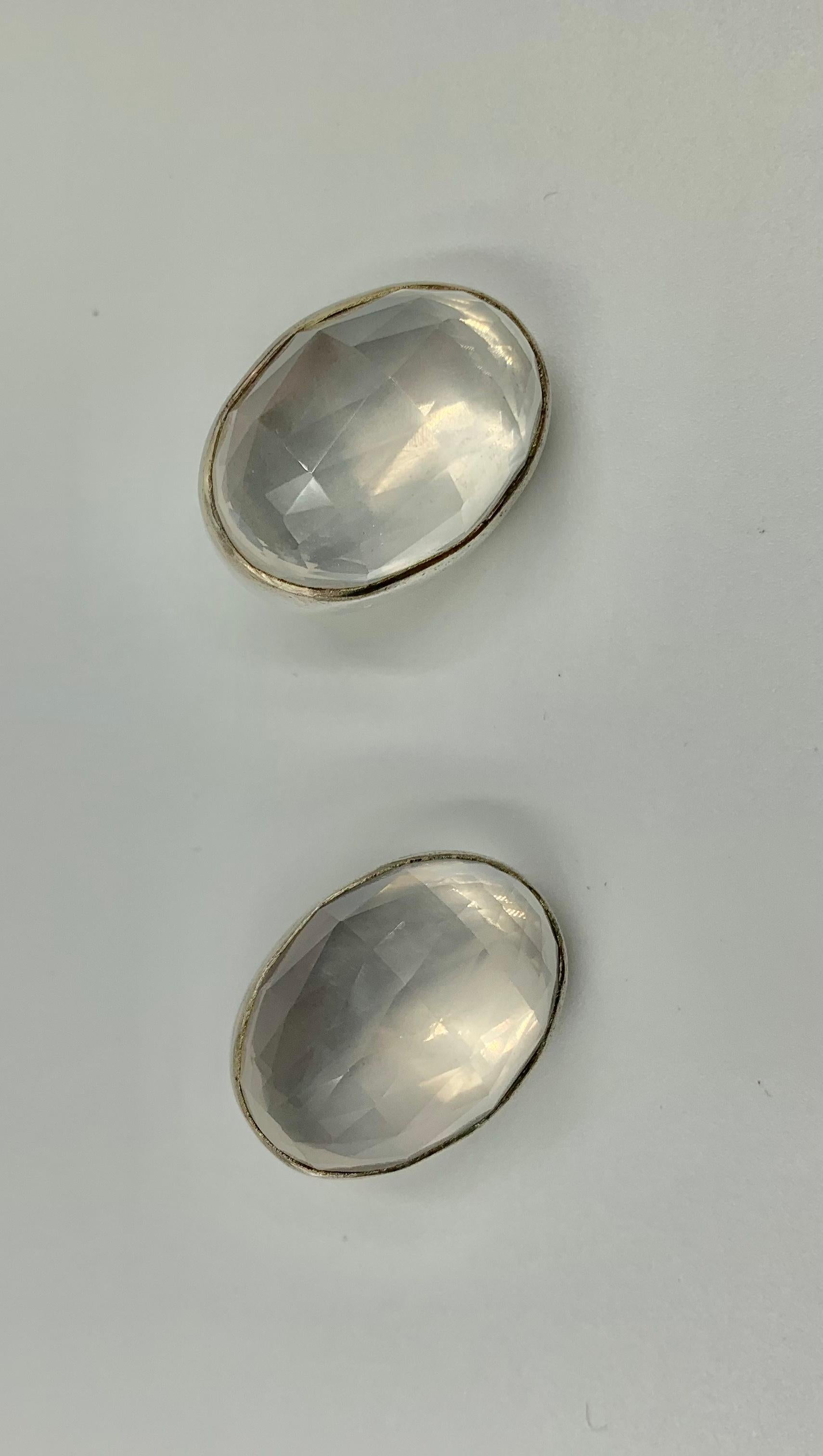 Vintage Stephen Dweck One-of-a-Kind OAK White Calcedony Sterling Silver Earrings For Sale 4
