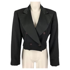 Antique STEPHEN SPROUSE Size 8 Black Wool Mixed Fabrics Cropped Jacket Blazer