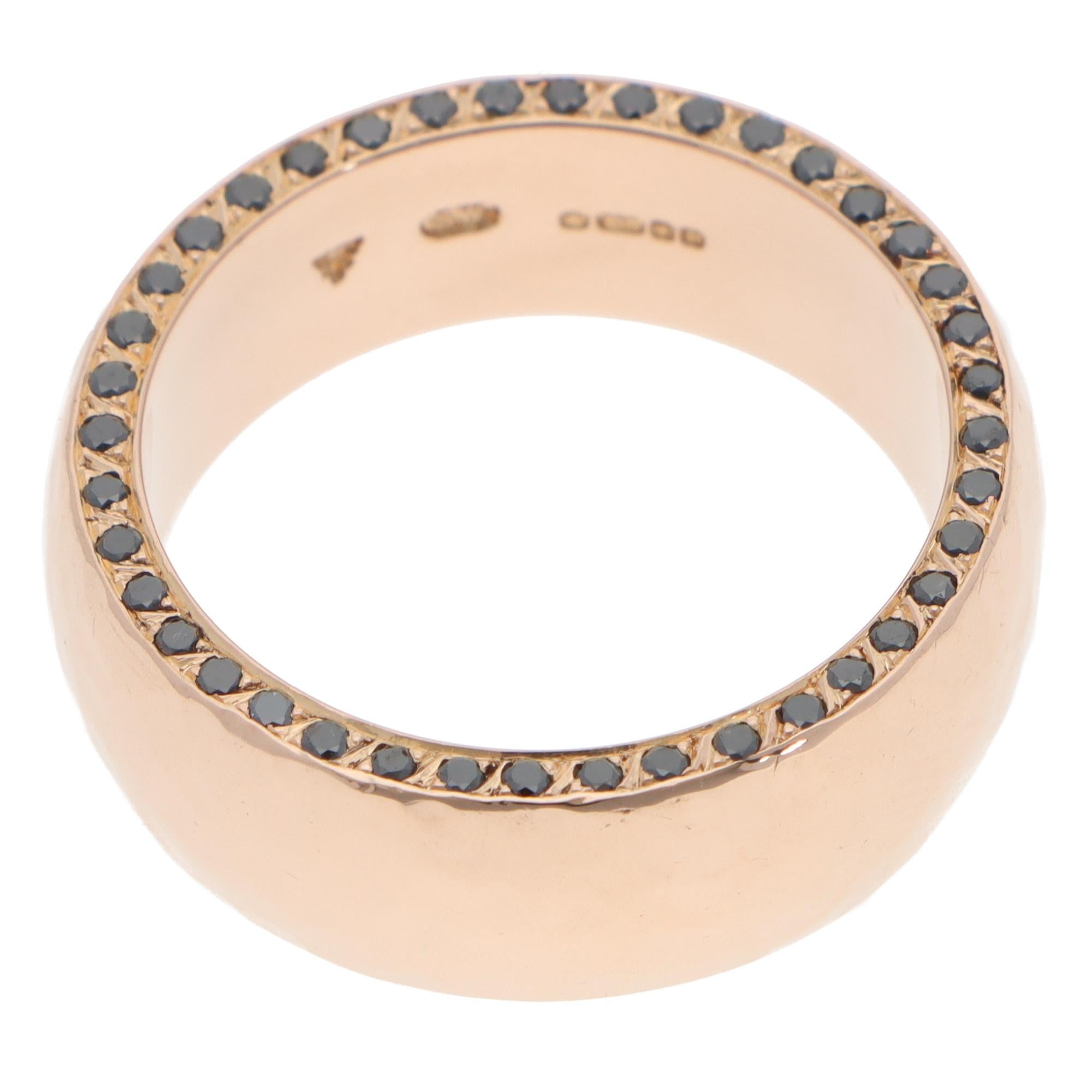 Brilliant Cut Vintage Stephen Webster Black Diamond Band in Rose Gold For Sale